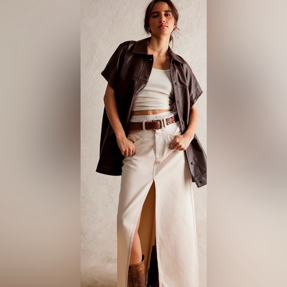 Free people We The Free Come As You Are Denim Maxi Skirt Sz 6 - Picture 2 of 8